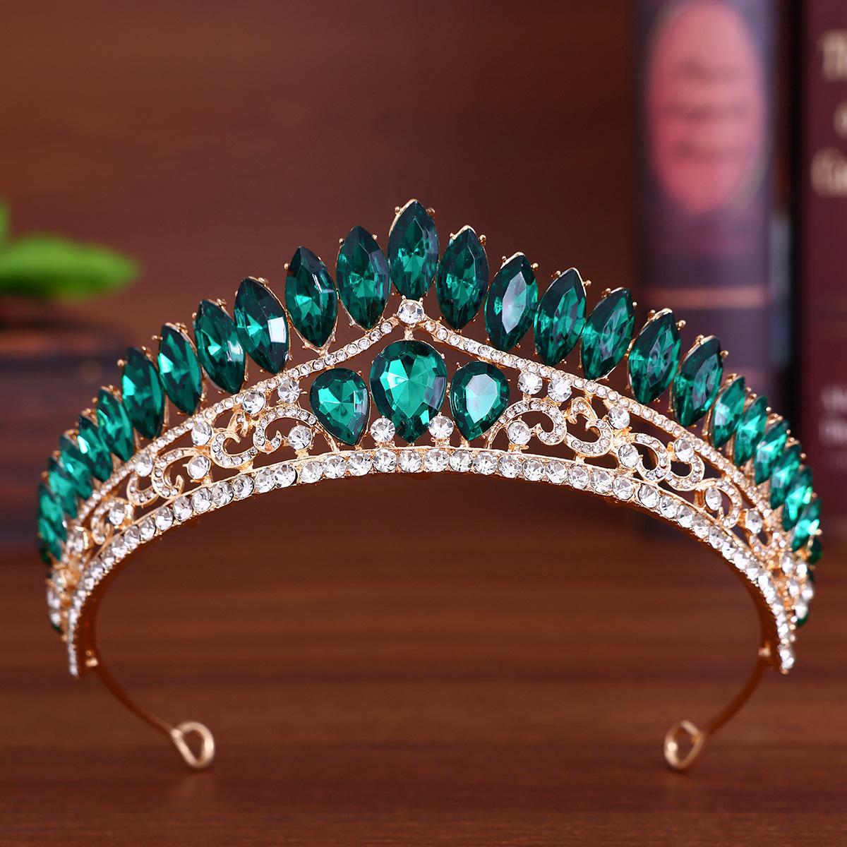 Brautkrone Kopfschmuck Legierung Pferdeauge Wasserdiamant Krone Hochzeitshaarschmuck Brautkleid Abendkleid Haargummi Haarband Accessoire black