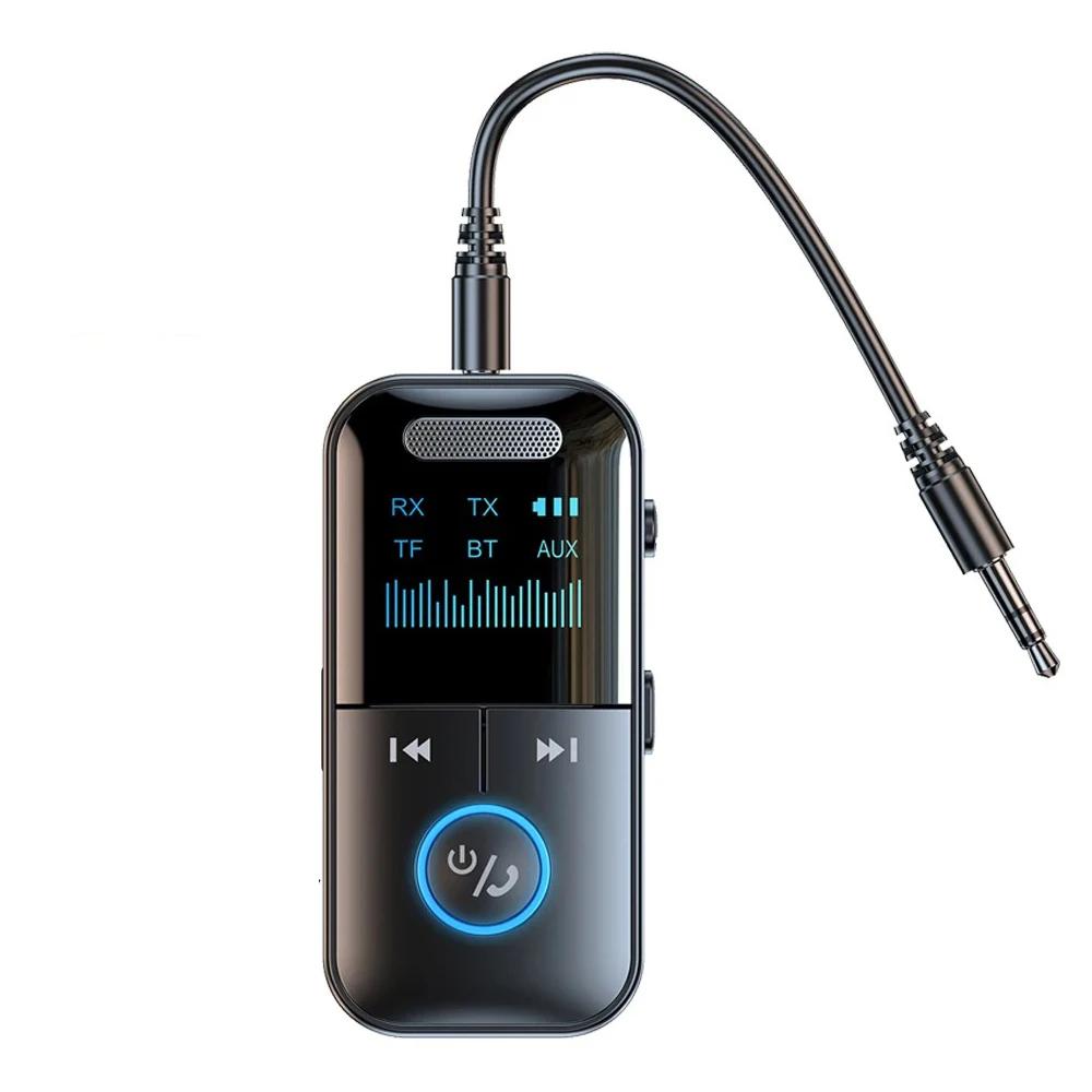 Bluetooth 5.4 Audioadapter 3,5 mm Aux Audioempfänger Sender Drahtloser Bluetooth-Adapter für Lautsprecher Kopfhörer Autounterstützung TF-Karte