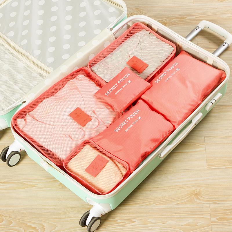 6 teile/satz Reise-koffer Organizer Taschen Gepäck Verpackung Würfel Für Reise Organizer Lagerung Schuh Kleidung Gepäck Organizer Taschen wassermelone roten