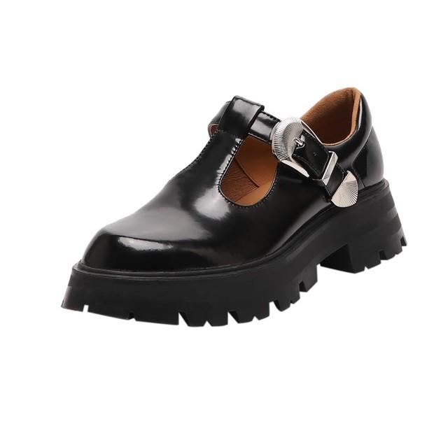Mode/Herbst Frauen Schuhe Runde Kappe Plattform Heels Für Frauen Split Leder Schuhe Frauen Gürtel Schnalle Mary Janes Frauen Pumps 37