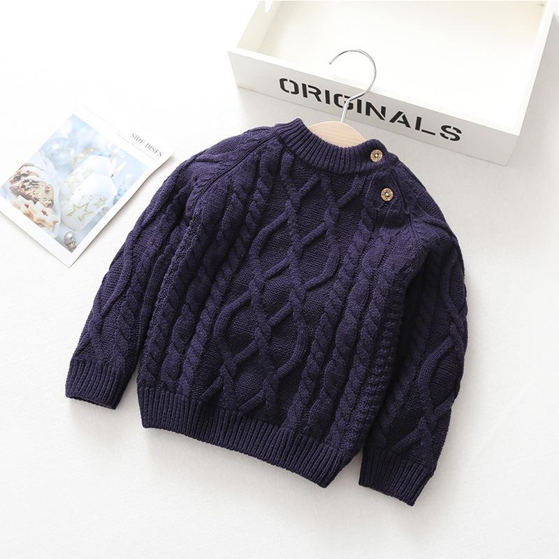 Herbst Winter Kinder Baby Jungen Mädchen Pullover Cartoon Wolle Pullover Kleinkind Kinder Warme Pullover Mantel Strickjacke Verdicken Oberbekleidung 110cm navy blau