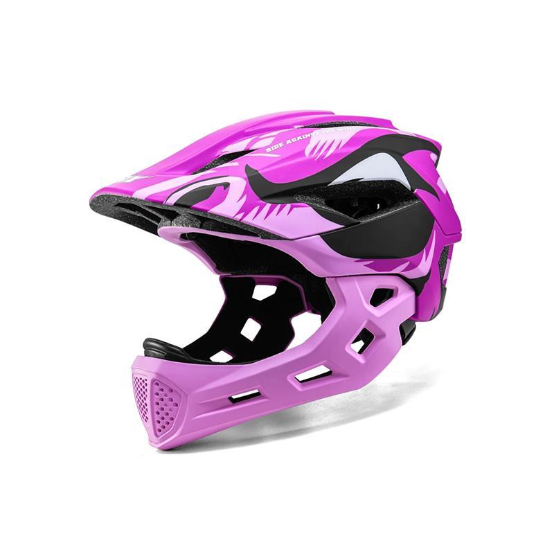 Kinder Vollgesichts-Fahrradhelm 2-in-1 Abnehmbar Leicht für Radfahren Skateboard Roller, Verstellbarer MTB BMX Helm für Jungen Mädchen Alter 4-10 rose rot