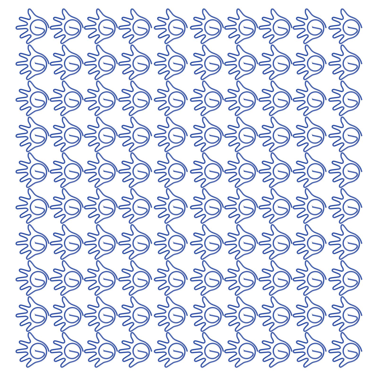 100 Stück Büroklammern Innovativ Niedlich Kleine Handflächenform Wiederverwendbar Mini Metall-Büroklammern für Büro blau