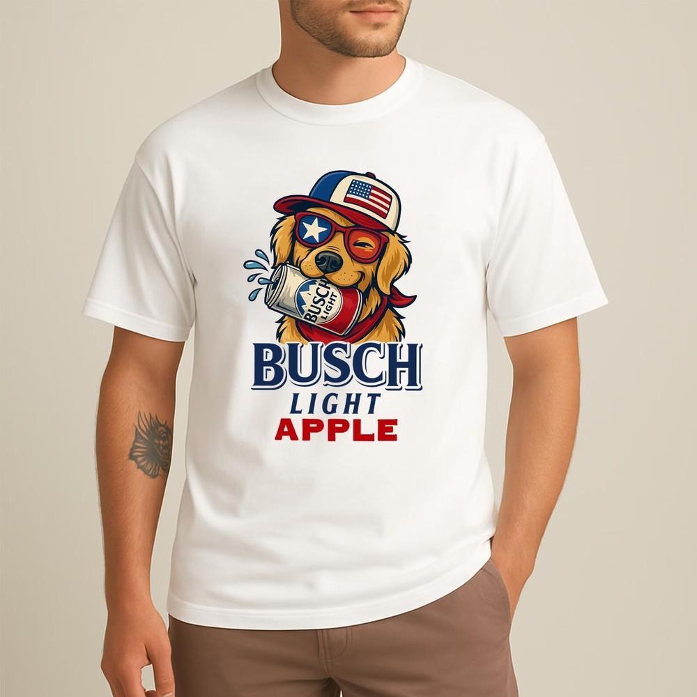 Patriotischer Hund Busch Light Apfel T-Shirt 4. Juli Shirt Rot Weiß Blau Bier Unisex T-Shirt XXXL