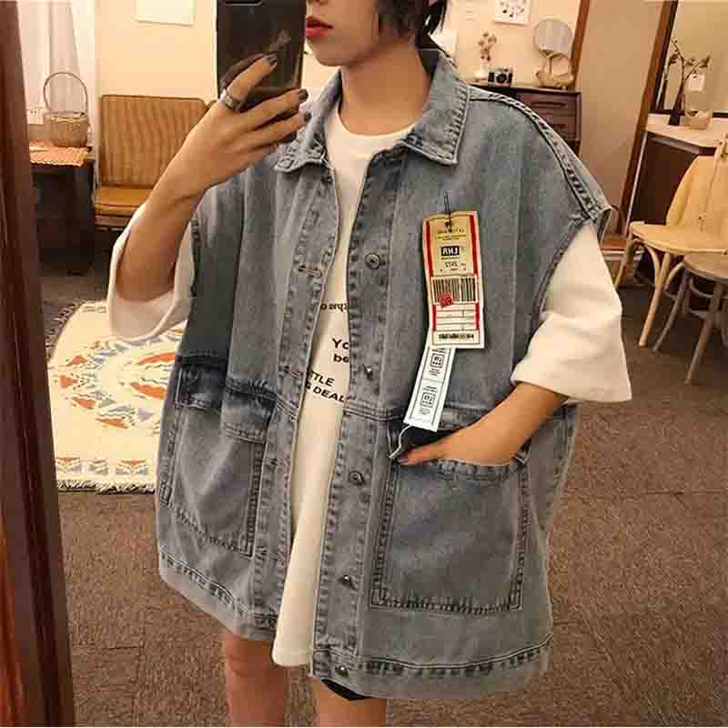 Denim Weste Damen Frühling und Sommer Oberbekleidung lose koreanische Version der kleinen Duft ärmellose Weste Weste Tooling Jacke S
