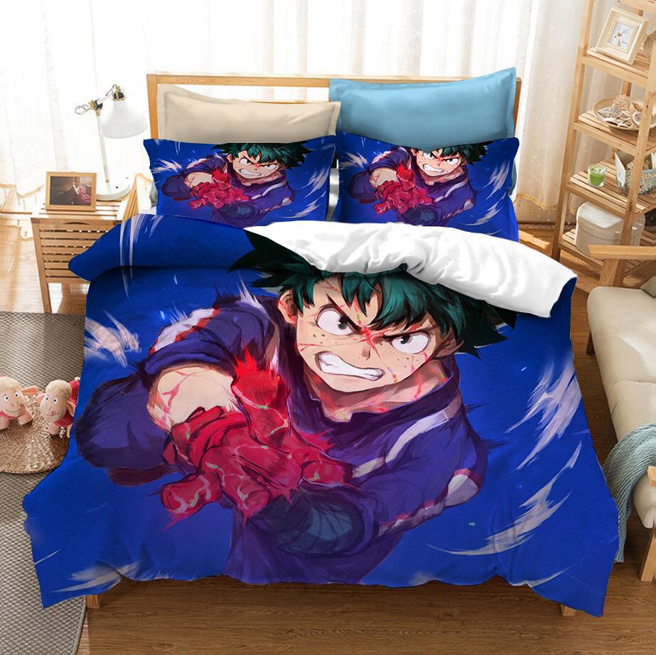 3D-gedrucktes Bettwäsche-Set Japan Anime My Hero Academia Bettbezüge mit Kissenbezügen Bettwäsche Bettwäsche Heimtextilien Bettwäsche-Set EU Twin 135x200cm