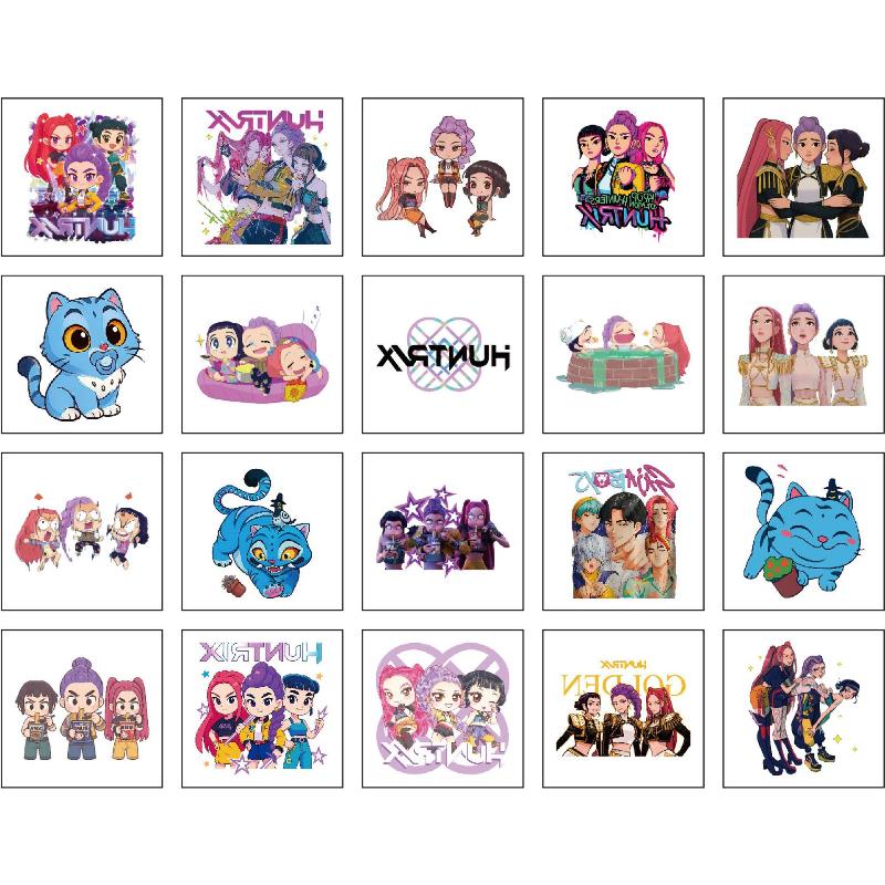 20 Stück/Set Kpop Dämonenjäger Temporäre Tattoo-Aufkleber Niedliches Cartoon-Design Wassertransfer-Tattoo-Aufkleber Lustige Partygeschenke