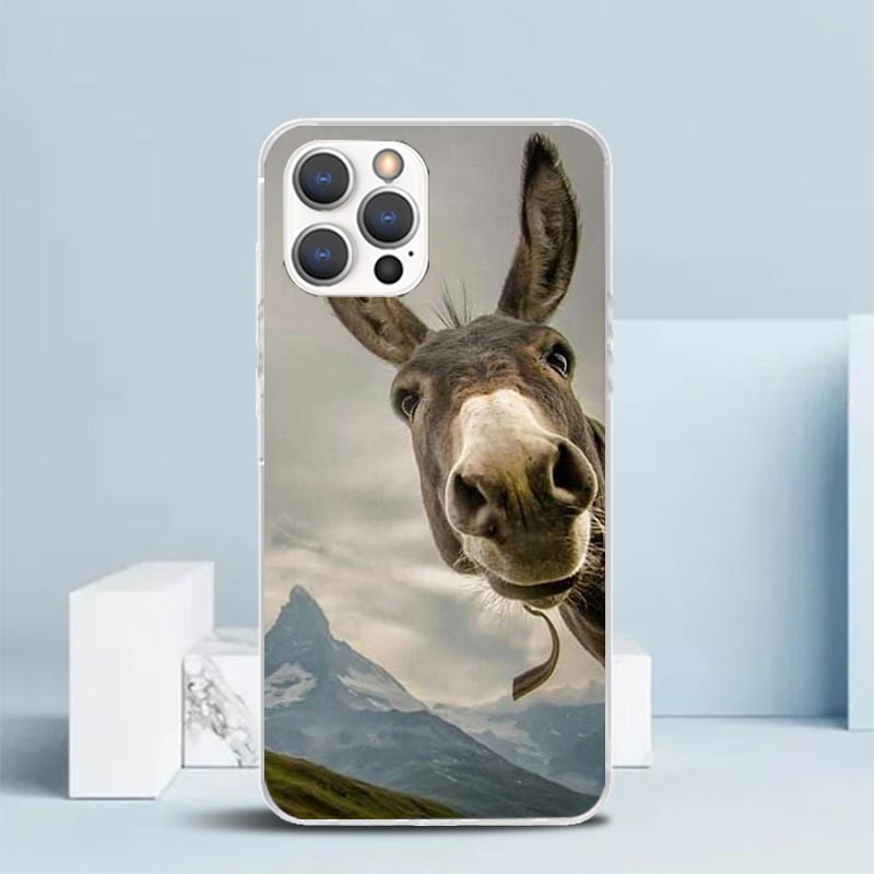 Lustiger Esel Weiche Hülle für iPhone 16 17 Air 15 14 Pro Max 16E Handyhülle 13 Mini 12 11 7 SE 8 Druckmuster Passende Hüllen 16 17 Air iPhone 14 Pro Max