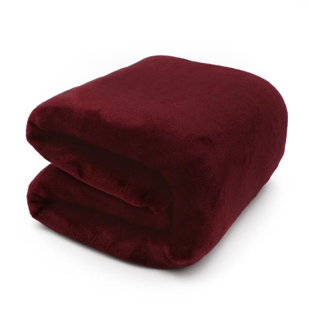 Leichte, dünne, mechanisch gewaschene Flanelldecke, Plaids, superwarme, weiche Decken, Überwurf auf Sofa/Bett/Reise, Patchwork, solide Tagesdecke 180x200cm wein rot