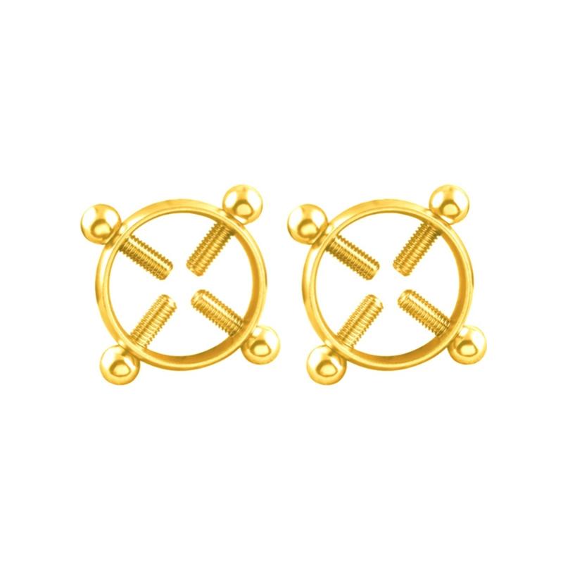 Runder, nicht durchdringender Brustwarzenring, Schild, Körperpiercing-Schmuck, nickelfrei, gefälschtes Piercing aus 316L-Chirurgenstahl 2PCS gold