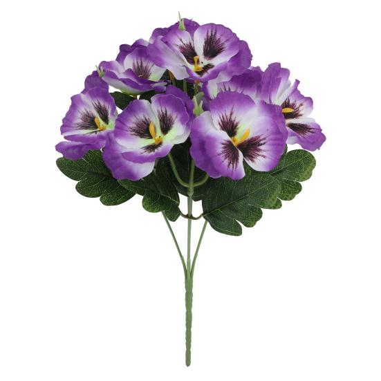 Künstliche Stiefmütterchenblumen UV-beständige Kunstblumen Wiederverwendbares Bündel künstlicher Stiefmütterchenblumen für Vase Garten Veranda Terrasse Innen- und Außendekoration violett