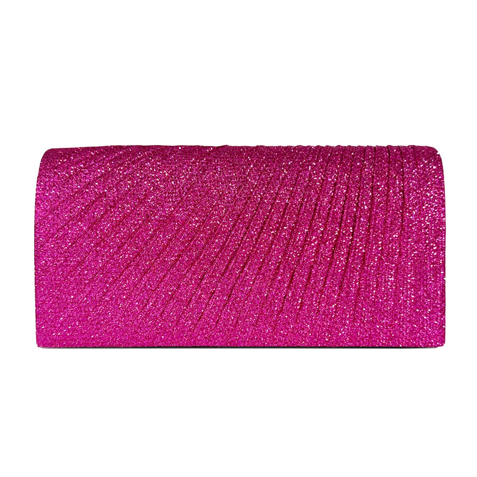Clutch-Taschen Funkelnde Party Plissierte Handtasche Mode Abend-Clutch-Taschen Glitzer Party Hochzeits-Handtasche mit Kette heißes rosa