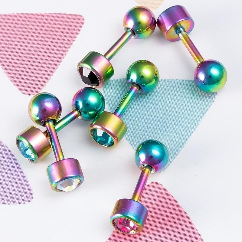 6 Stück CZ Stein Kristall Ohrstecker Ring Knorpel Tragus Helix Conch Lobe Ohrring Piercing Barbell Sets bunt