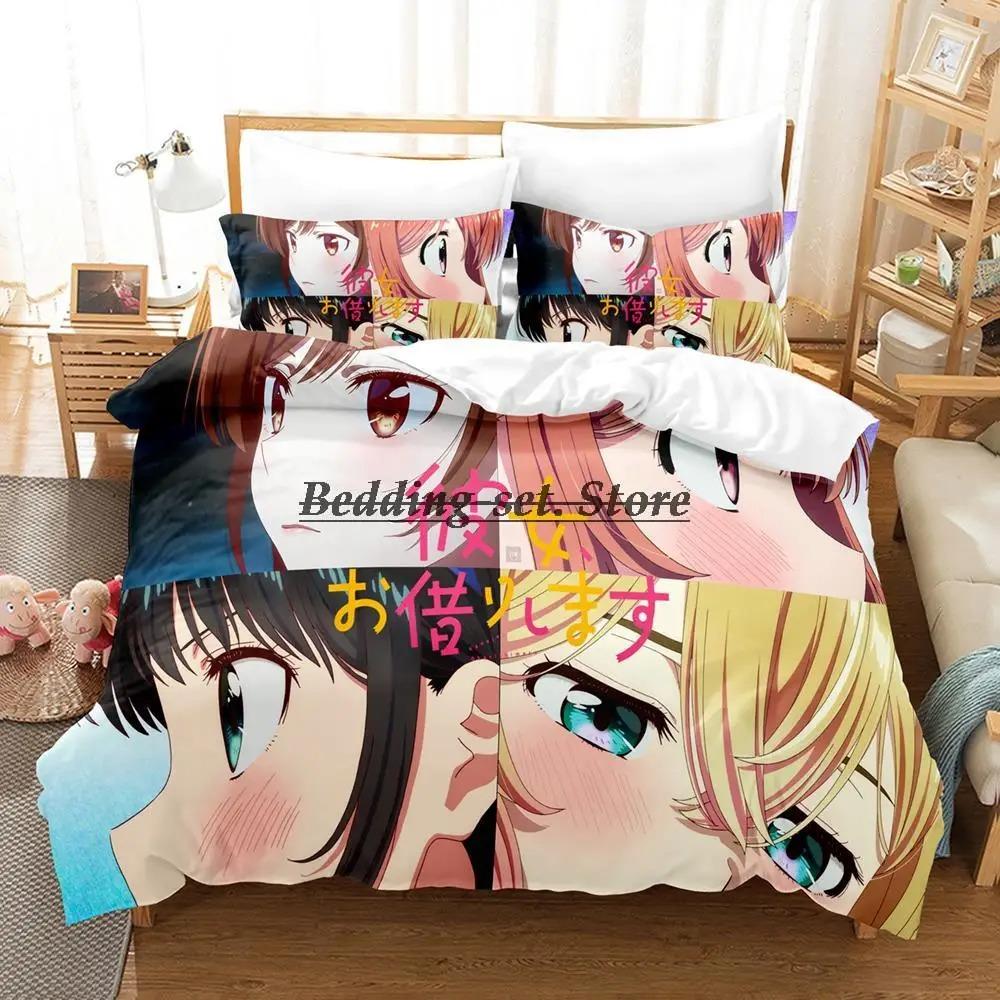 Kanojo Okarishimasu Bettwäsche Set Einzelbett Twin Full Queen King Size Bett Set Aldult Kind Schlafzimmer Bettbezug Sets Anime Bett 70x133cm 2pcs
