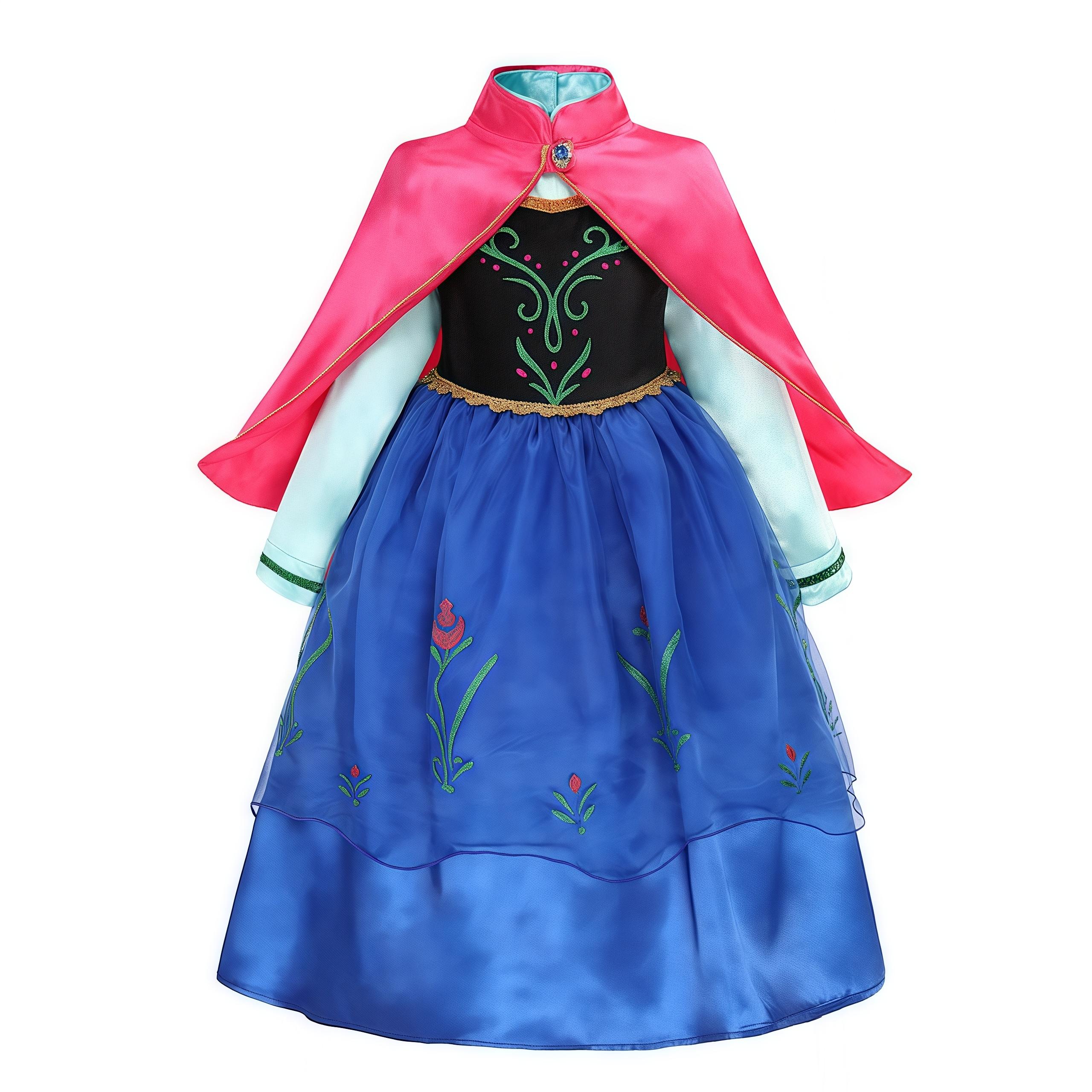 Kinder Prinzessin Cosplay Kostüm Mädchen Schneekönigin Kleid Halloween Karneval Kleidung Niedliches Cosplay Abendparty Kleidung für 2-10 Jahre 7-8T(140) pink