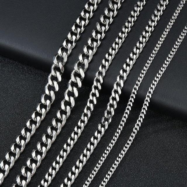 Klassische Herren-Halskette, Breite 3 bis 7 mm, lange Halskette aus Edelstahl für Herren und Damen, Kettenschmuck 5mm 50cm silber