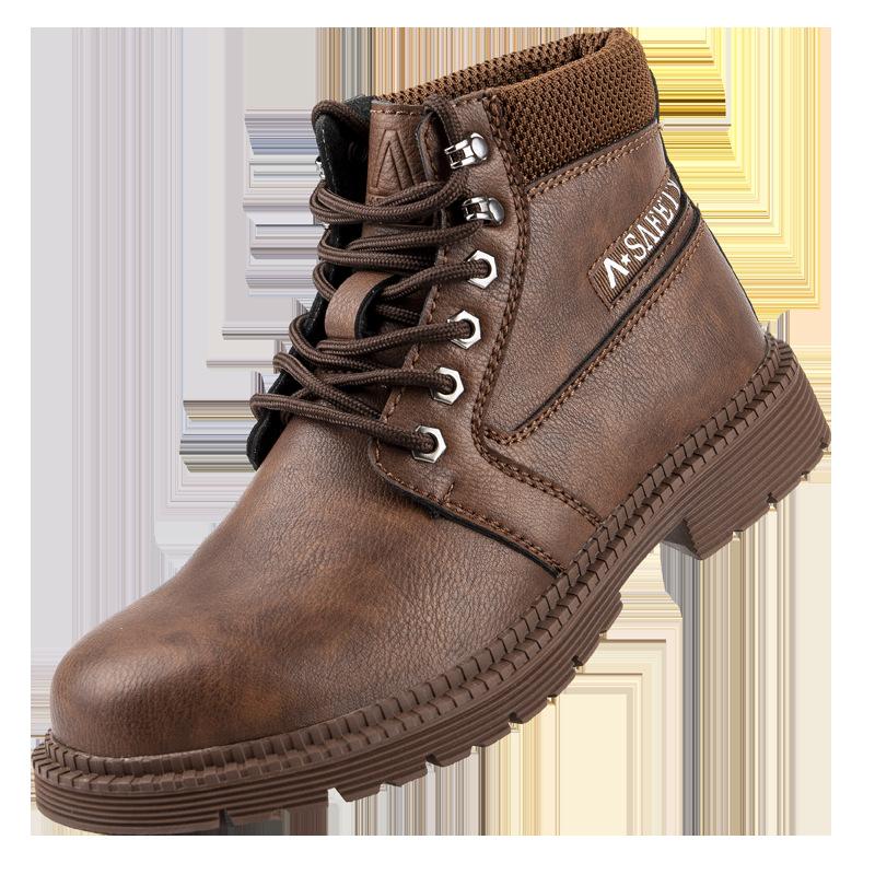 Mode Herren Arbeitssicherheitsstiefel Wasserdichte Lederstiefel Unzerstörliche Herren Arbeitsschuhe Herren Winterstiefel Sicherheitsschuhe Herren Stahlkappenschuhe 42