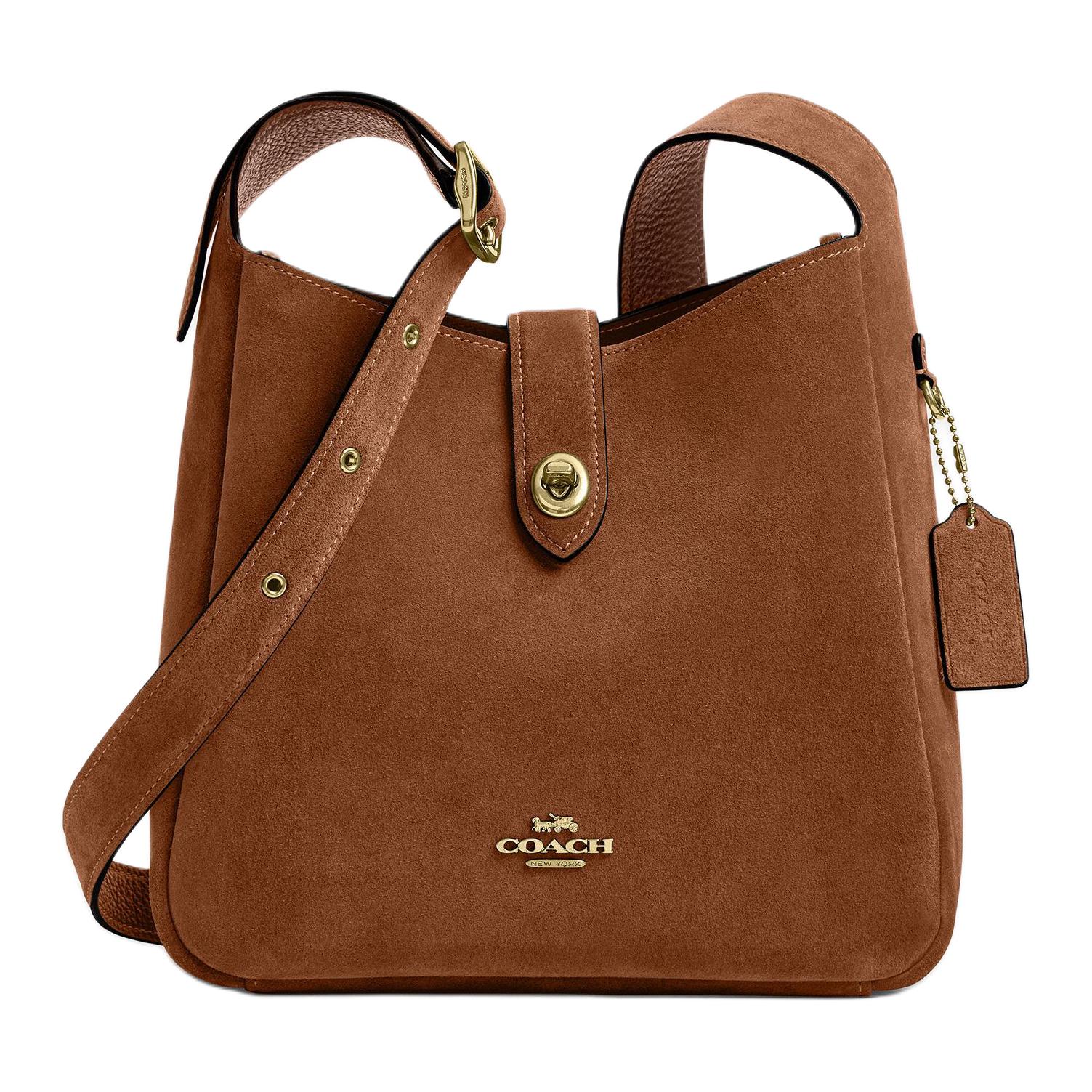 Coach Hadley 25 Gold Logo Wildleder Crossbody Schultertasche Mittel Damen Handtaschen Gelb-Ocker CCG43-IMXAF Gift Box Sets (Basic Set+Black Box)