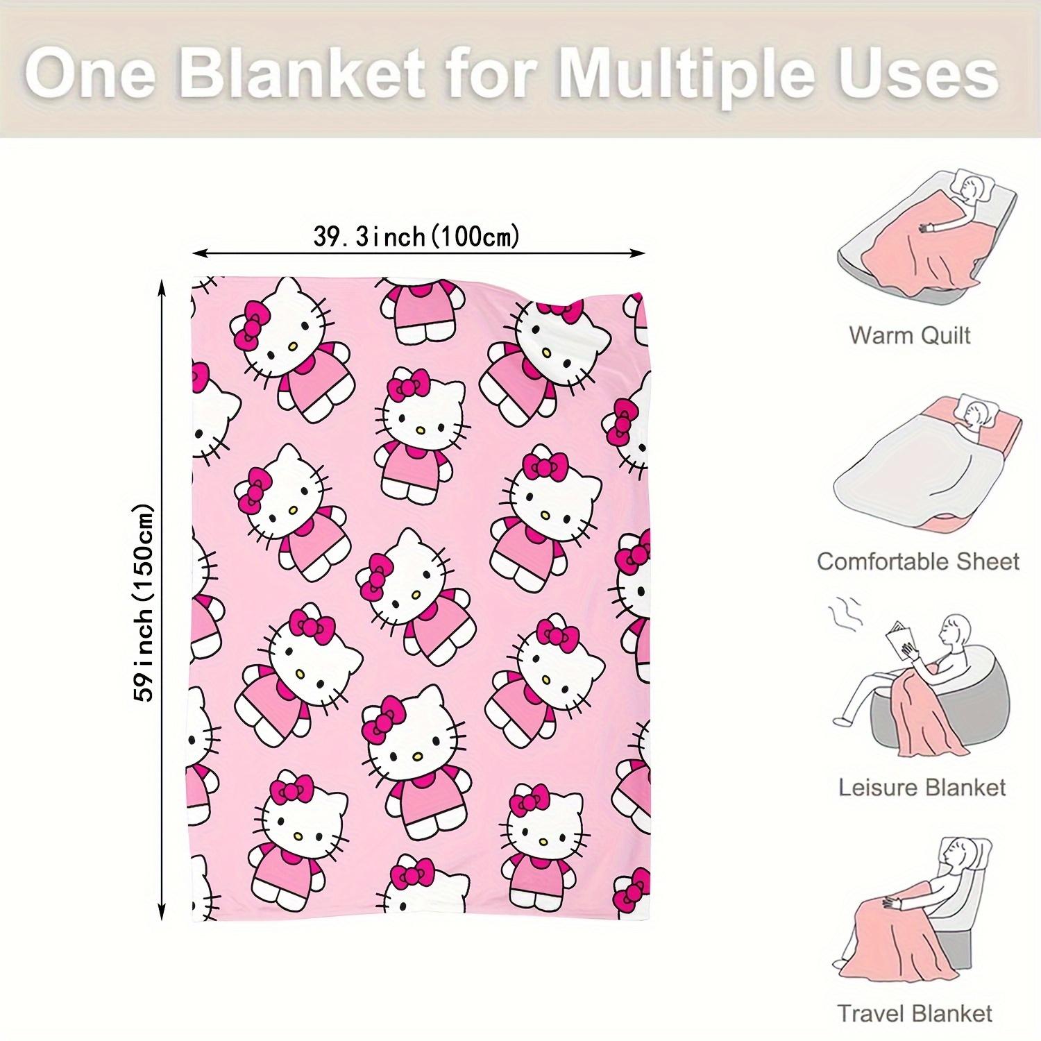 Sanrio Hello Kitty rosa Decke weiche flauschige Flanelldecke multifunktionale Decke für alle Jahreszeiten Heim-Freizeitdecke Size: 100*150cm, Weight: 230 GSM white