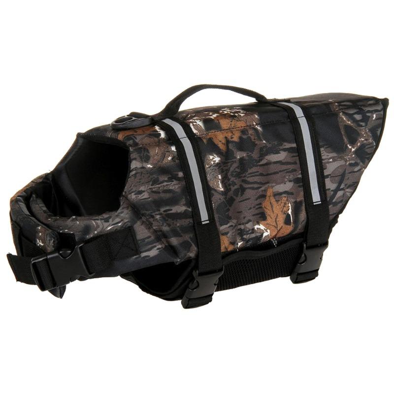 Letvia Hundeschwimmweste Hund Schwimmweste mit Rettungsgriff Verstellbar Ripstop Schwimmweste Haustier Hund Zubehör Sommer Bootfahren (Camouflage,XL) camouflage