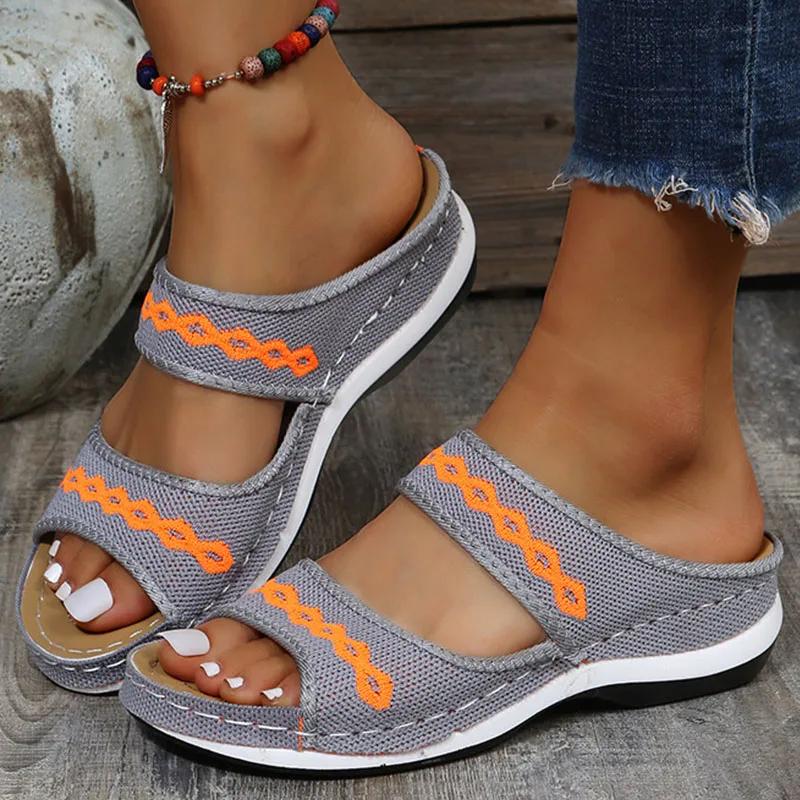 Damen Sandalen Orthopädische Hausschuhe Sommerschuhe 40 grau