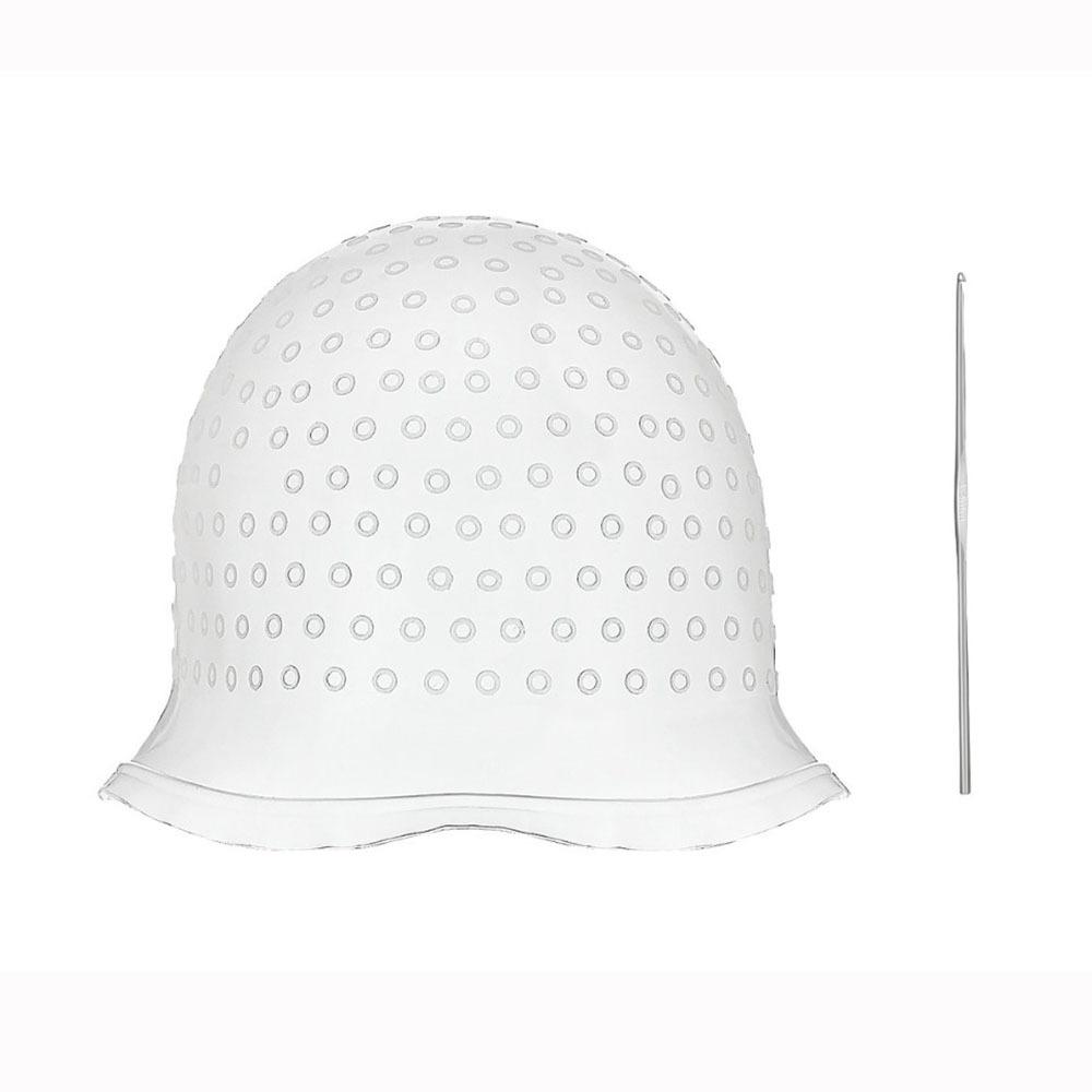 Mit Haken Haarfärbe-Highlighting-Kappe Silikon-Farbhut-Kappen Neue Haarfärbe-Zuckerguss-Kappe weiß