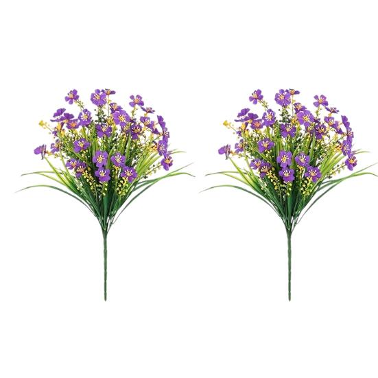 2 Stück Kunstblumenbündel, UV-beständige Kunstpflanzen, lichtechte Kunstblumen für Zuhause, Vase, Korb, Fensterkasten, Außendekoration