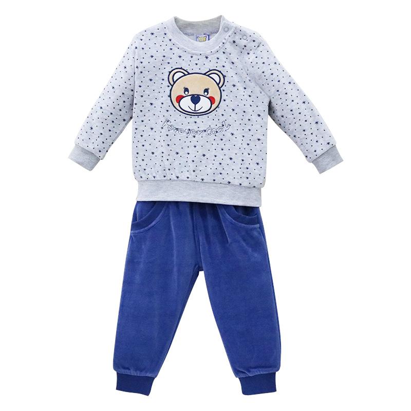Kinder Jungen Mädchen Velour Winter Hemd Set Casual Set Sport Outfits Taste Warme Kleidung T-shirt Langarm Hosen Kleidung 3Y grau