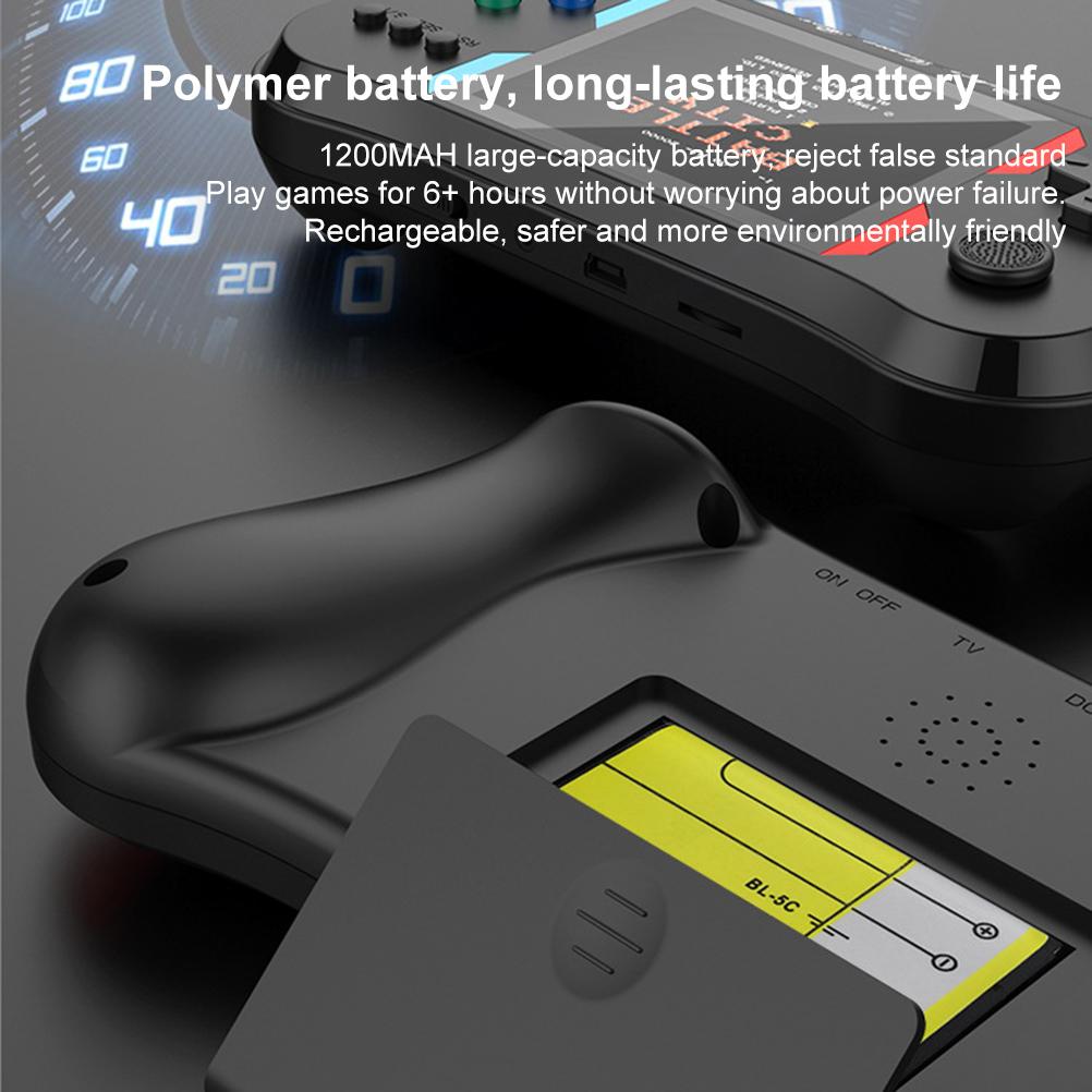 Handheld-Spielkonsole Wiederaufladbare Retro-Spielkonsole Eingebaute Spiele Unterstützt 2 Spieler TV schwarz