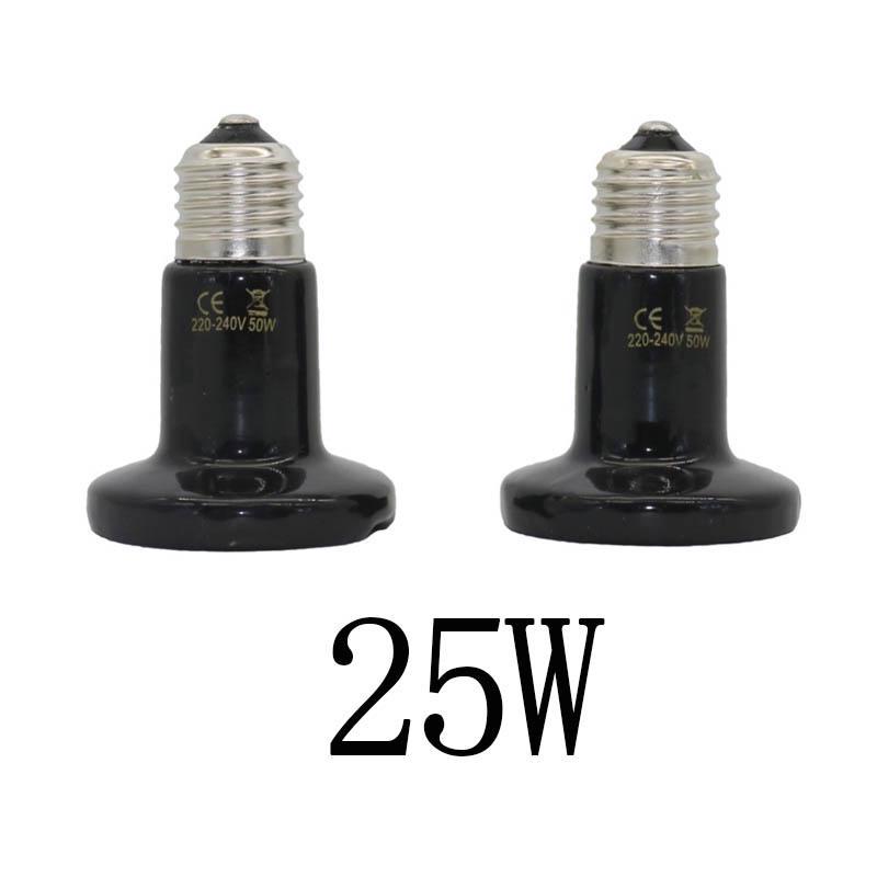 E27 Haustier-Heizlicht, 25 W, 50 W, Mini-Infrarot-Keramik-Emitter, Wärmelampe, Schwarz für Reptilien-Haustier-Brutlampe 25W