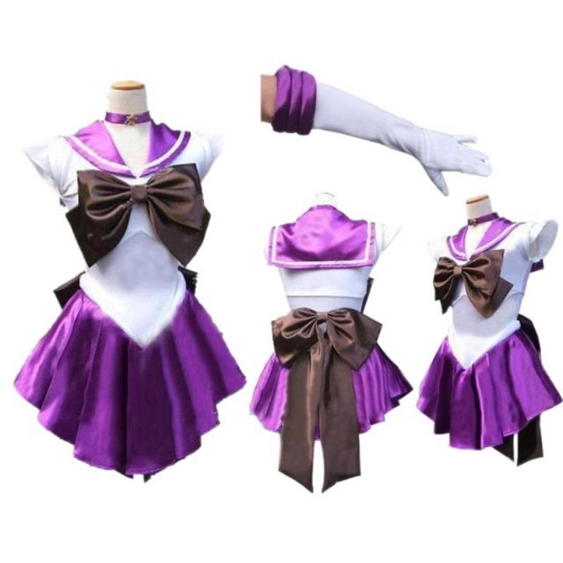 Halloween Anime Kostüm Erwachsener Sailor Moon Cosplay Kostüm Kleid Set Spieluniform M violett