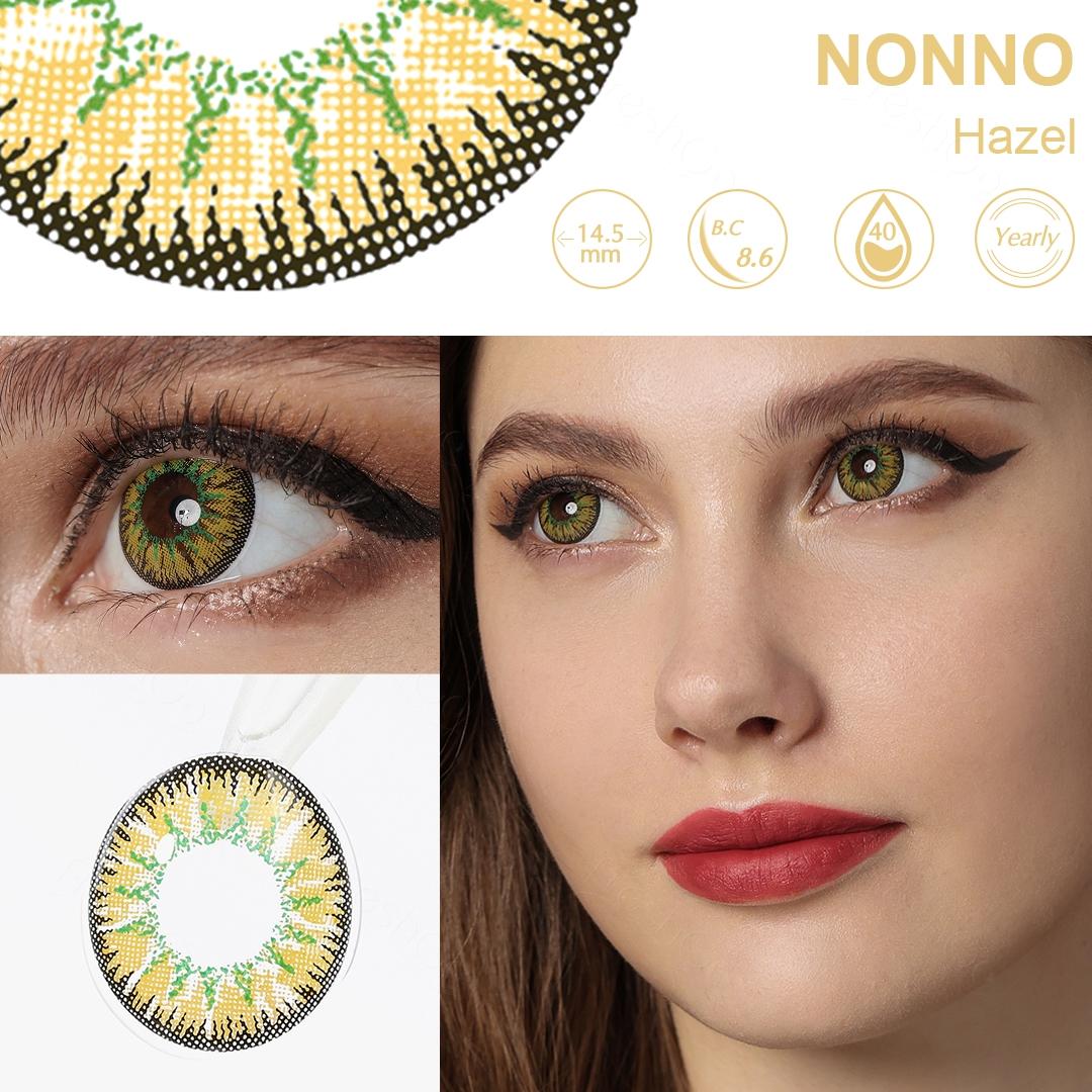 (0,00~-8,00) FreshGo verschreibungspflichtige farbige Kontaktlinsen, weiche Kontaktlinsen mit Qualitäts-Jahresfarblinsen und Korrektur-Cosplay-Linsen -0.00 gelb