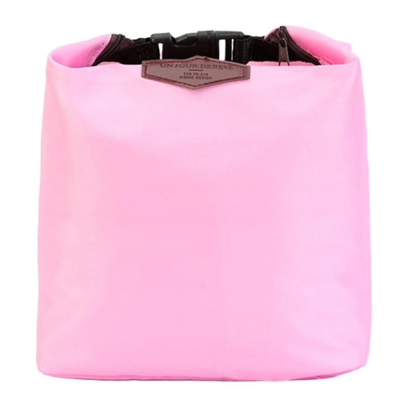 Thermos Isolierte Lunchtaschen Reißverschluss Kleine Kühltasche Wasserdichtes Nylon Aufbewahrungstasche für Lebensmittel für Büro Schule Picknicks rosa