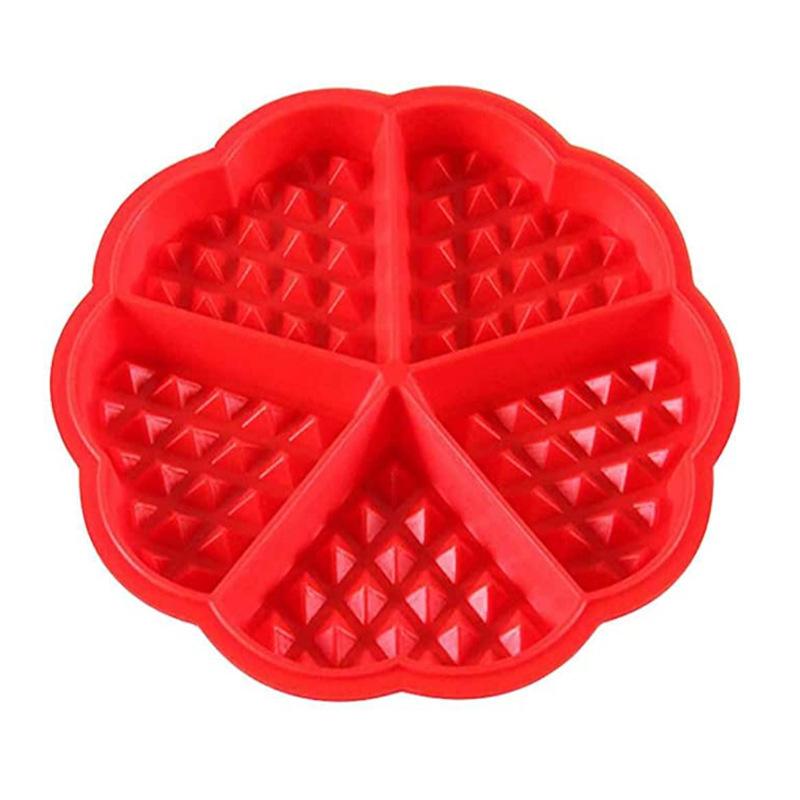 Waffelform aus lebensmittelechtem Silikon, DIY-Kuchenform, Antihaft-Silikon-Backform-Set, Küche, Backgeschirr, Waffeleisen Heart-shaped red