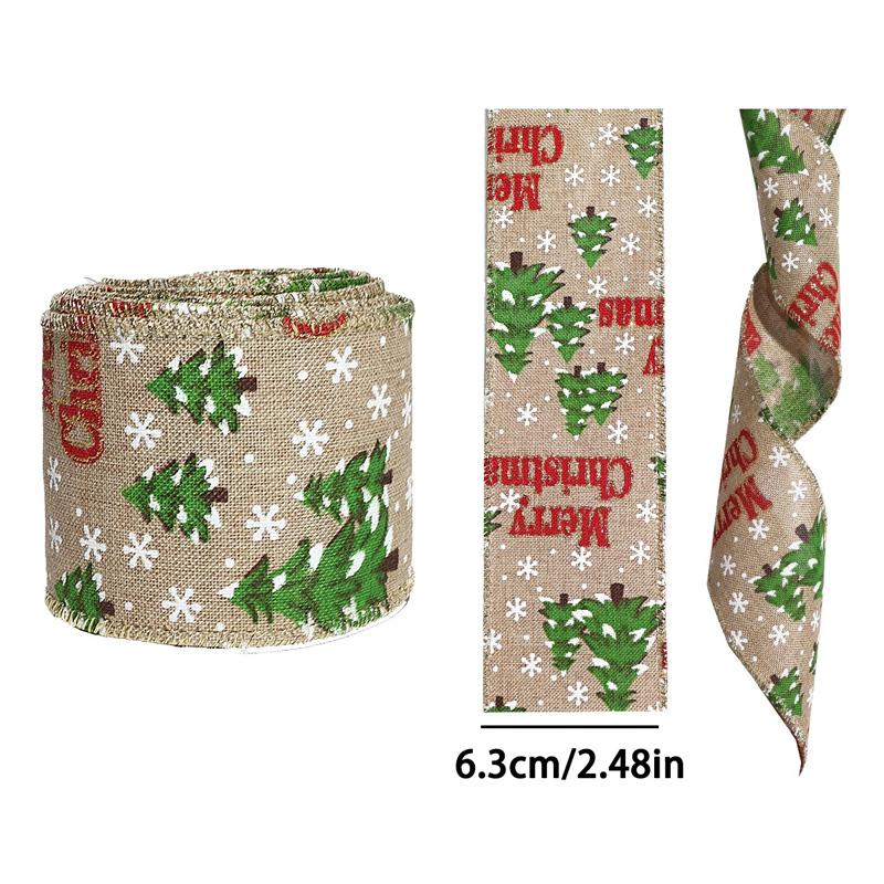 2M/Rolle Weihnachten Klassisch mit Drahtkante DIY Weihnachtsbaumband Geschenkverpackung Bastelband Kranzschleifen Imitation Hanf 2m
