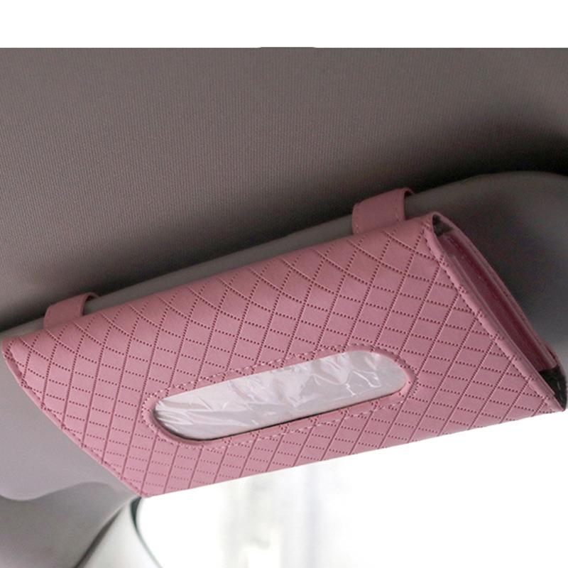 1Pcs Auto Tissue Box Handtuch Sets Auto Sonnenblende Tissue Box Halter Auto Innen Lagerung Dekoration für BMW Auto decor Zubehör rosa