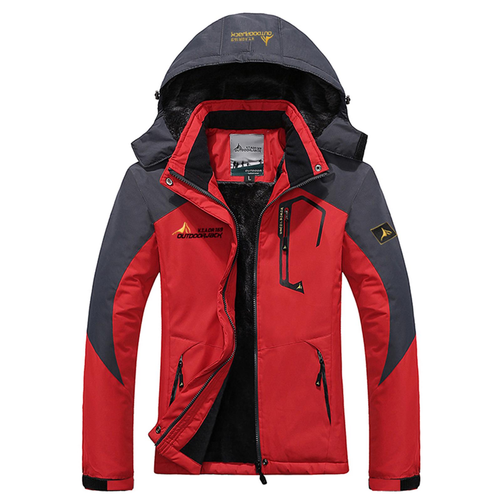 Wasserdichte Shell-Jacke für Damen, Skijacke, winddichte Jacke, warme Winterjacke für Camping M rot