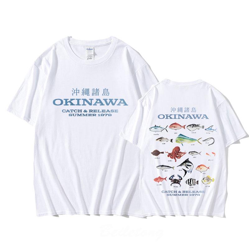 Okinawa-T-Shirt für Frühling/Sommer, lässiges Baumwoll-T-Shirt, kurzärmelig, hochwertiges Gothic-T-Shirt, Sudaderas, Vintage-Oberteile mit O-Ausschnitt XS weiß