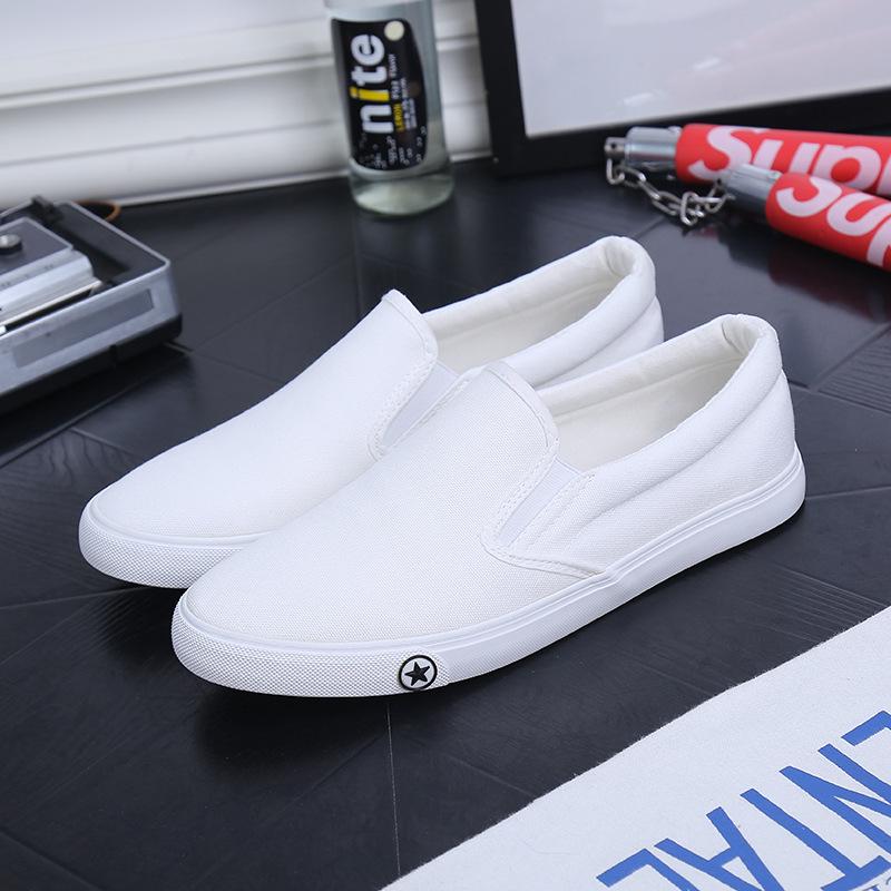 Fashion Classic Slip-on Herren Freizeitschuhe Herren Canvas Schuhe Leichte wasserdichte Herren Flache Freizeitschuhe Herren Vulkanisierte Schuhe 39 weiß