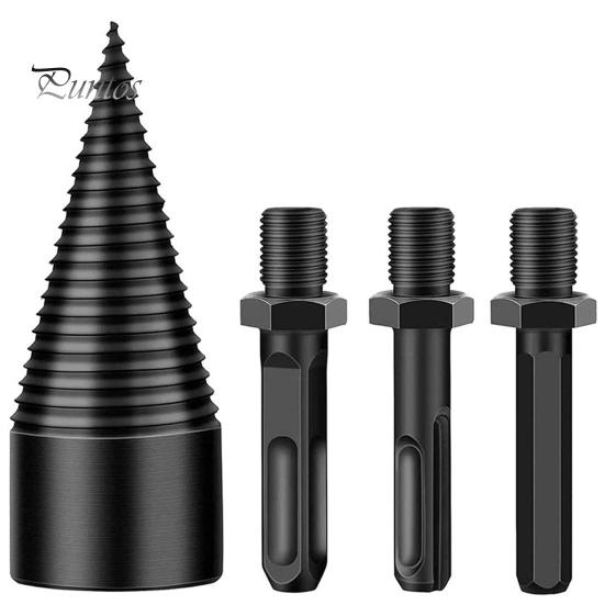 1 Set Bohrer, effizienter Brennholz-Holzspalter-Bohrer, einfach zu verwendender Holzspalter-Bohrer mit hoher Härte für Zuhause schwarz