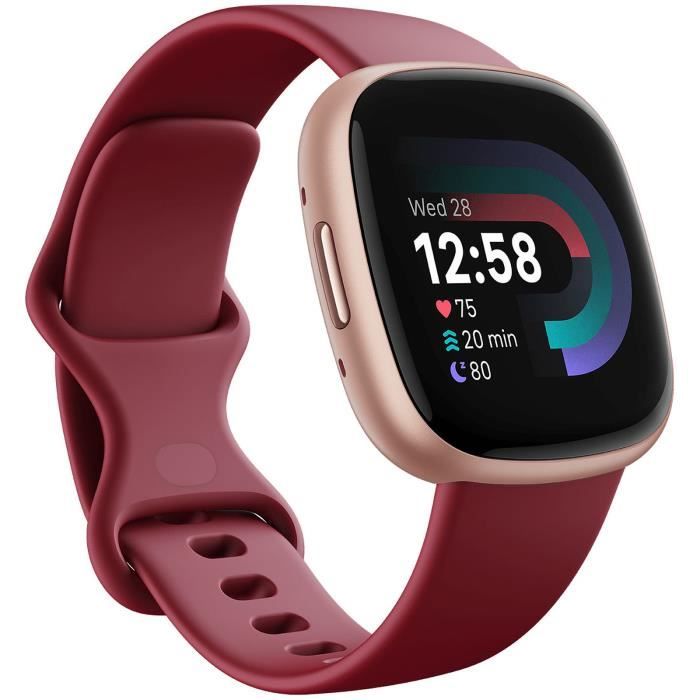 Fitbit Versa 4 Rosé-Violett/Rosé-Kupferfarbenes Aluminium - Smartwatch - wasserdicht - AMOLED-Display - kontinuierliche Herzfrequenzmessung