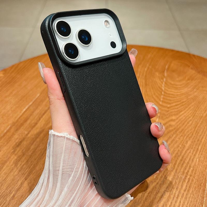 Handyhülle mit Ledertextur, weiches TPU, stoßfest für iPhone 17 Air 16 15 Pro Max 12 13 14 15 Pro 11, einfarbige Silikonabdeckung Fundas iPhone 17 Air schwarz