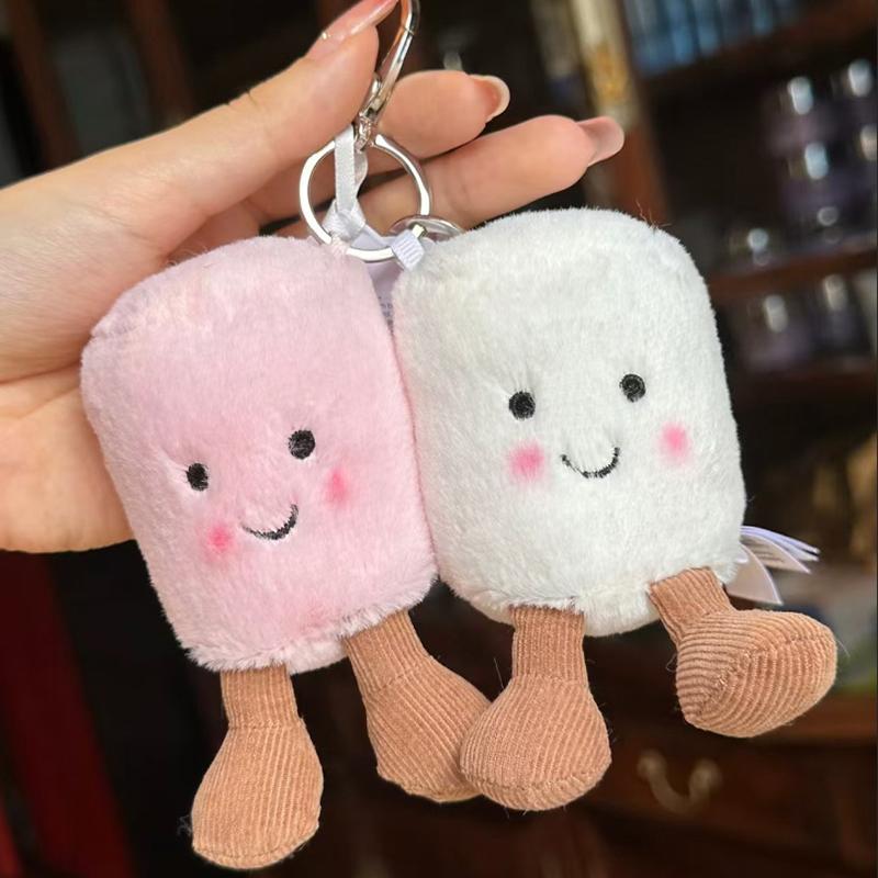 Jelly Cat Plüsch Zuckerwatte Zweifarbig Niedlich Weich Zweifarbig Schlüsselanhänger Taschenanhänger Plüsch-Accessoires Puppe Autoanhänger Weihnachtsgeschenke ONE SIZE white