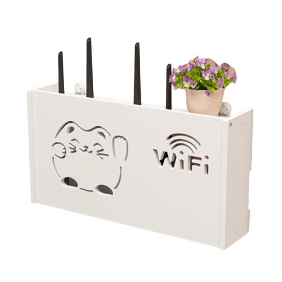 WiFi-Router-Aufbewahrungsbox, Wandhalterung, Holz-Router-Regal, Organizer, Steckdosenleiste, Kabel L