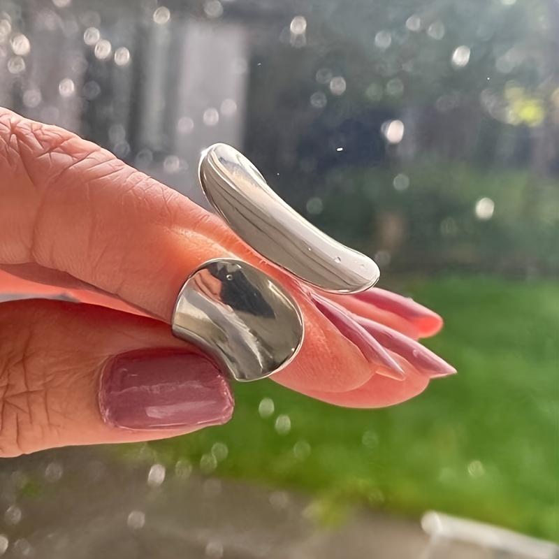 Klobiger silberner Statement-Ring, verstellbarer geometrischer Ring, offener Ring, Ringe für Frauen, Geburtstagsgeschenk, Muttertagsgeschenk, Geschenk für Sie Adjustable size