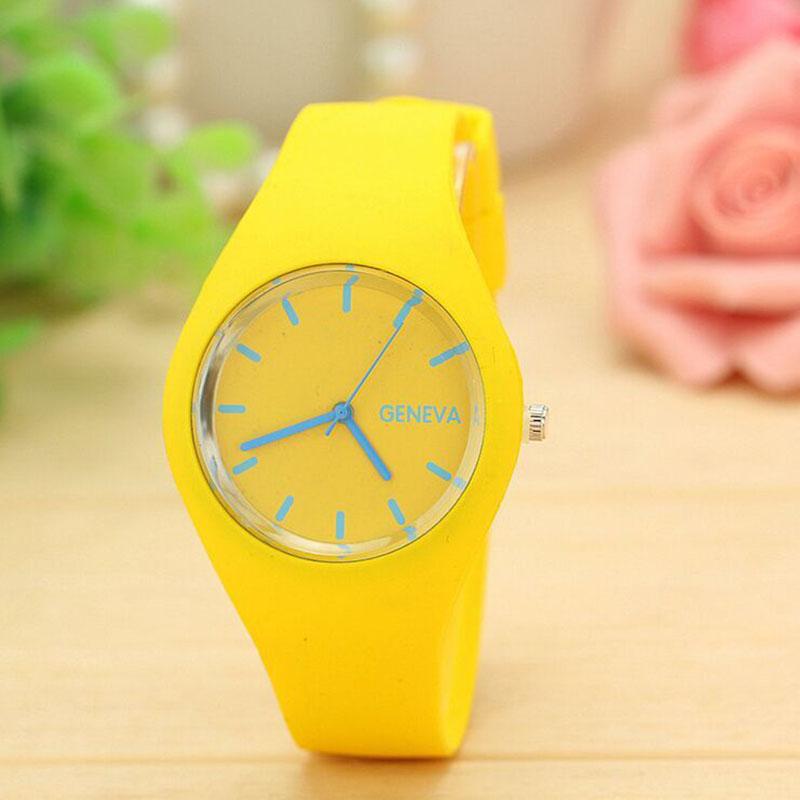 Trendy Unisex Paar Uhren Trendy Kinder Frauen Genf Männer Heißer Verkauf Silikon Analog Koreanische Sport Uhr Gelee Uhren Hohe Qualität Student Unisex gelb