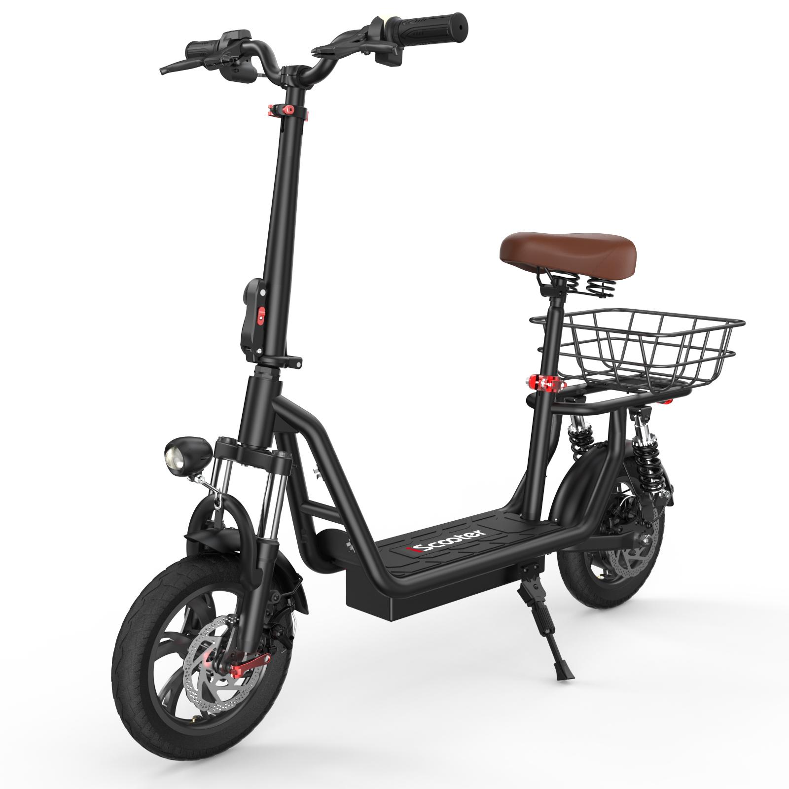 ISCOOTER I12 E-Scooter 12 Zoll Reifen City Escooter 500W Motor 36V 7,5Ah Akku Elektroroller für Erwachsene schwarz
