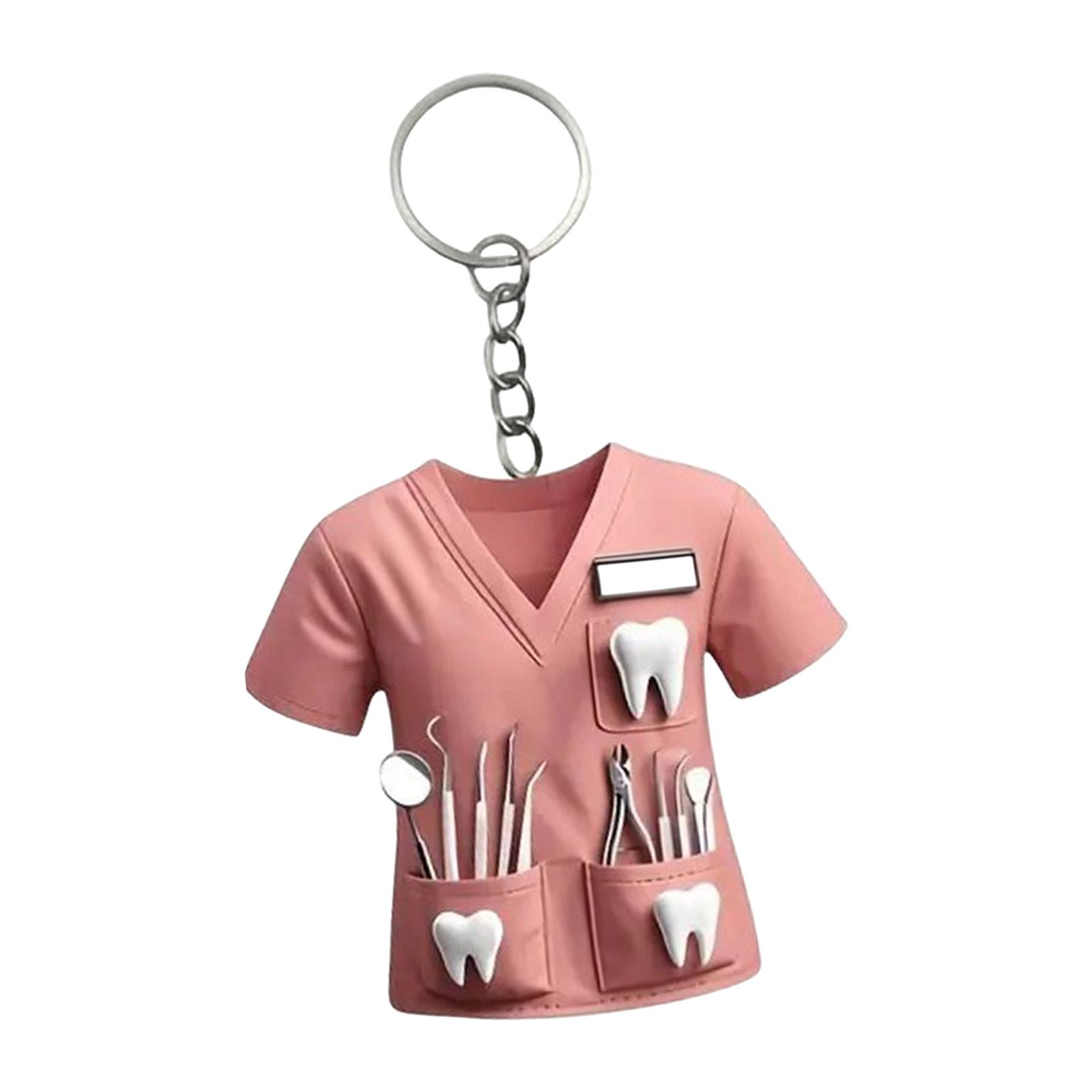 Professionelle Zahnarzthelferin Uniform Schlüsselanhänger Acryl Wertschätzungsgeschenk für medizinisches Personal Leichtes, langlebiges Accessoire rosa