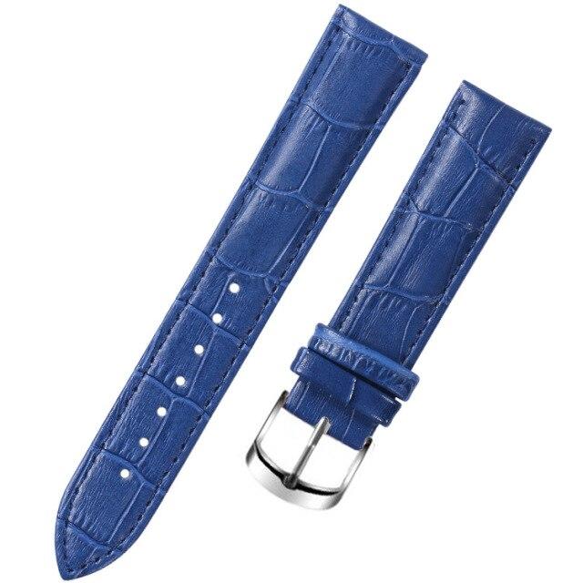 8 10 12 14 15 16 17 18 19 20 mm Echtleder Uhrenarmband Uhrenarmband Armbanduhren Band weiblich rot weiß schwarz 17mm blau