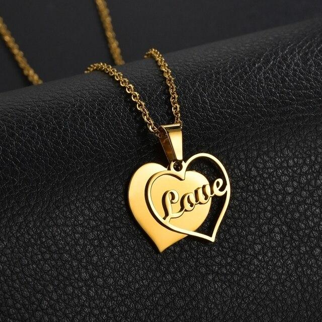 Benutzerdefinierte Edelstahl Doppelherzen Namenskette Personalisieren Hohl Liebesherz Namensschild Damen Choker Halsketten Weihnachtsgeschenk black